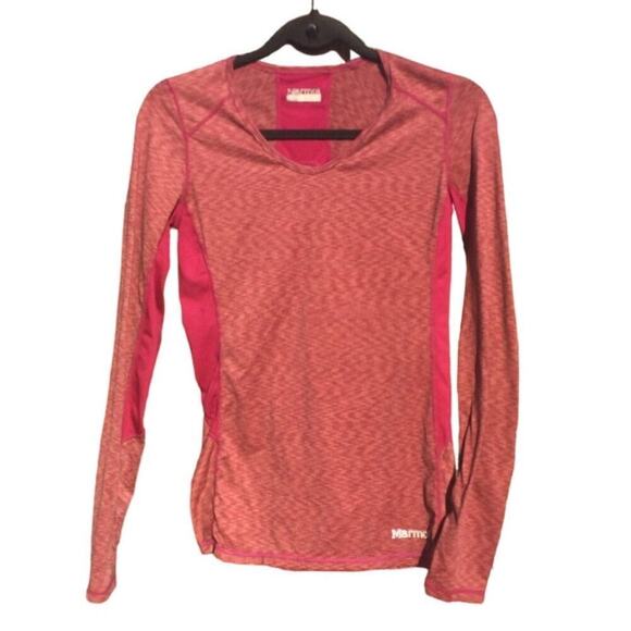 Marmot long sleeve shirt womens xs red baselayer core hiking camping thumb hole - Picture 1 of 15